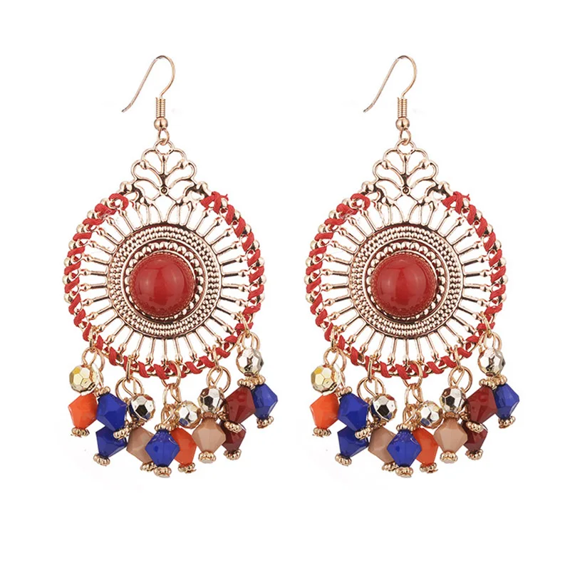 SHUANGR винтажные Красочные полые Jhumka колокольчики с бусинами и кисточками
