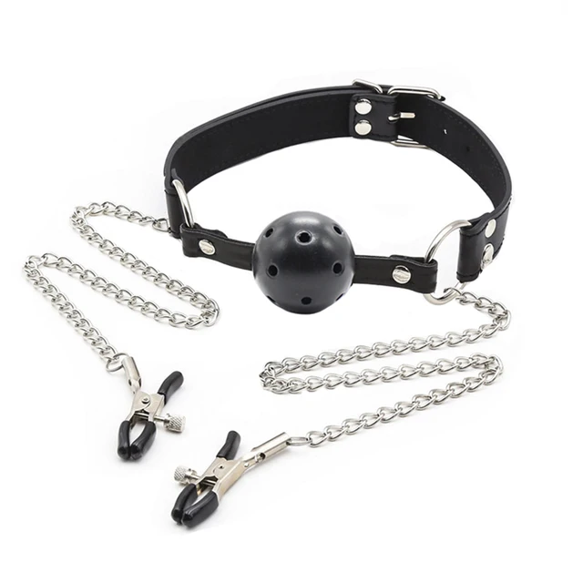 PU Leather Mouth Gag Ball orl sx With Ch…