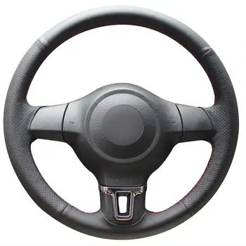 

Black Artificial Leather Car Steering Wheel Cover for Volkswagen Golf 6 Mk6 VW Polo MK5 2010 2011 2012 2013