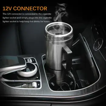 

Onever 12V 500ML Kettle Cup Travel Coffee Mug Car Power Cord With Cigar Lighter Cable Portable Electric Car Water Keep Warmer