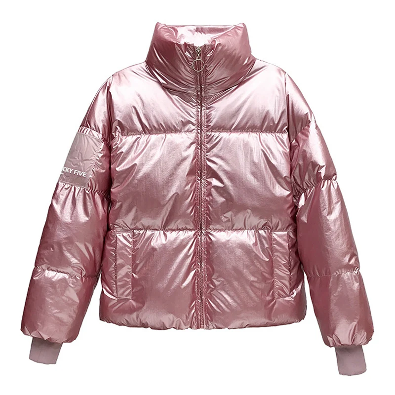 

Korean Style 2019 Winter Jacket Women Cotton Padded Stand Collar Outerwear Solid Female Coat Loose Oversized Womens Short Parka