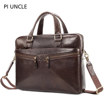 

Natural Cowhide Men Briefcase Office Bags For Men Laptop Lawyer/Computer Handbags For Work Cross Body Big Messenger Bags Leather