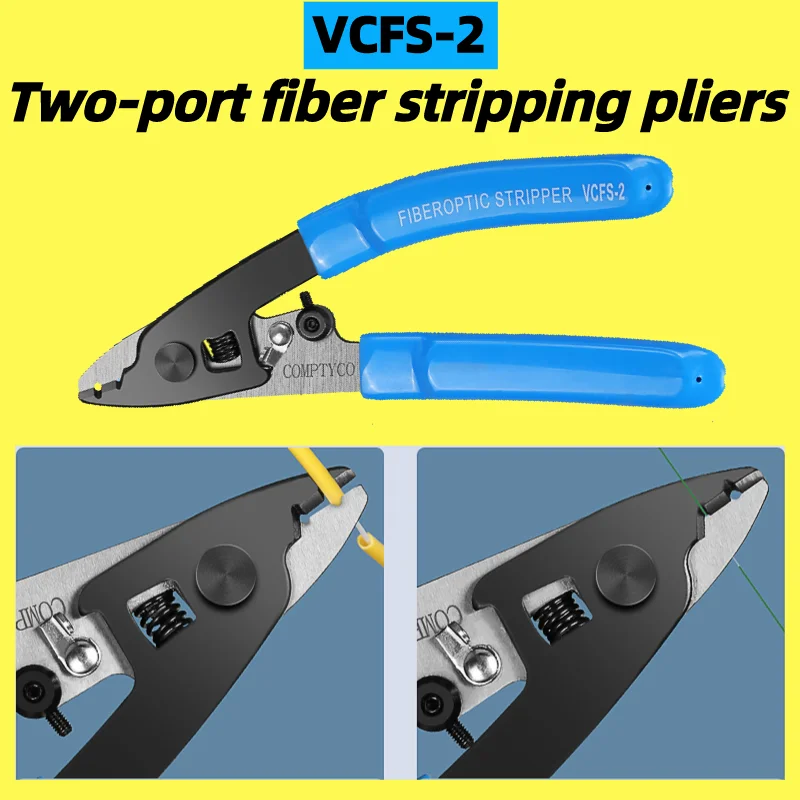 miller clamp fiber stripping pliers tri hole fiber optic wire stripper fiber optic cable tool kit for ftth fttb fttx network COMTPYCO VCFS-2(Two-port)VCFS-3/VCFS-33(Three-port) Fiber Stripping Pliers Fiber Optical Stripper Fiber Wire Strippers FTTH Tool