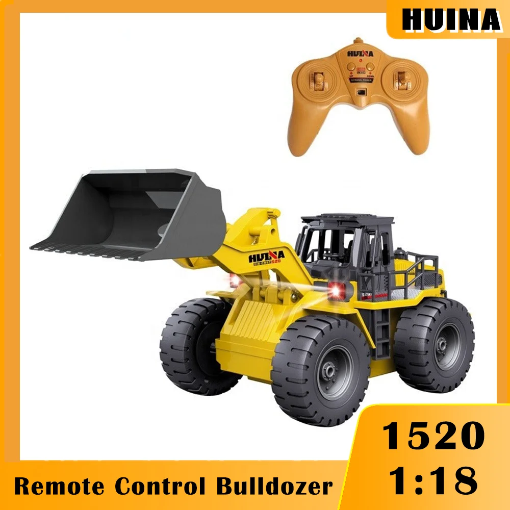 HUINA 1520 1:18 RC Excavator 2.4Ghz 6 Channel RC Engineering Car Alloy Excavator Remote Bulldozer Construction Controlled Cars