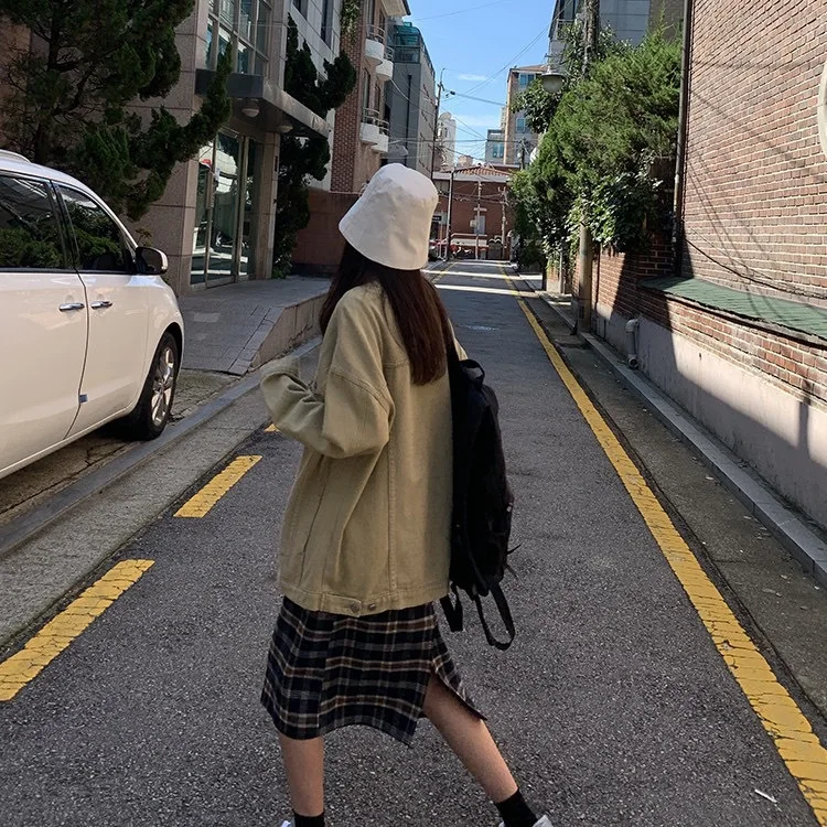 

Autuzcci Wall Crack Recommended! Autumn Hong wei wang Red Wind Loose-Fit Small Profile BF Jacket Coat Tops Women's