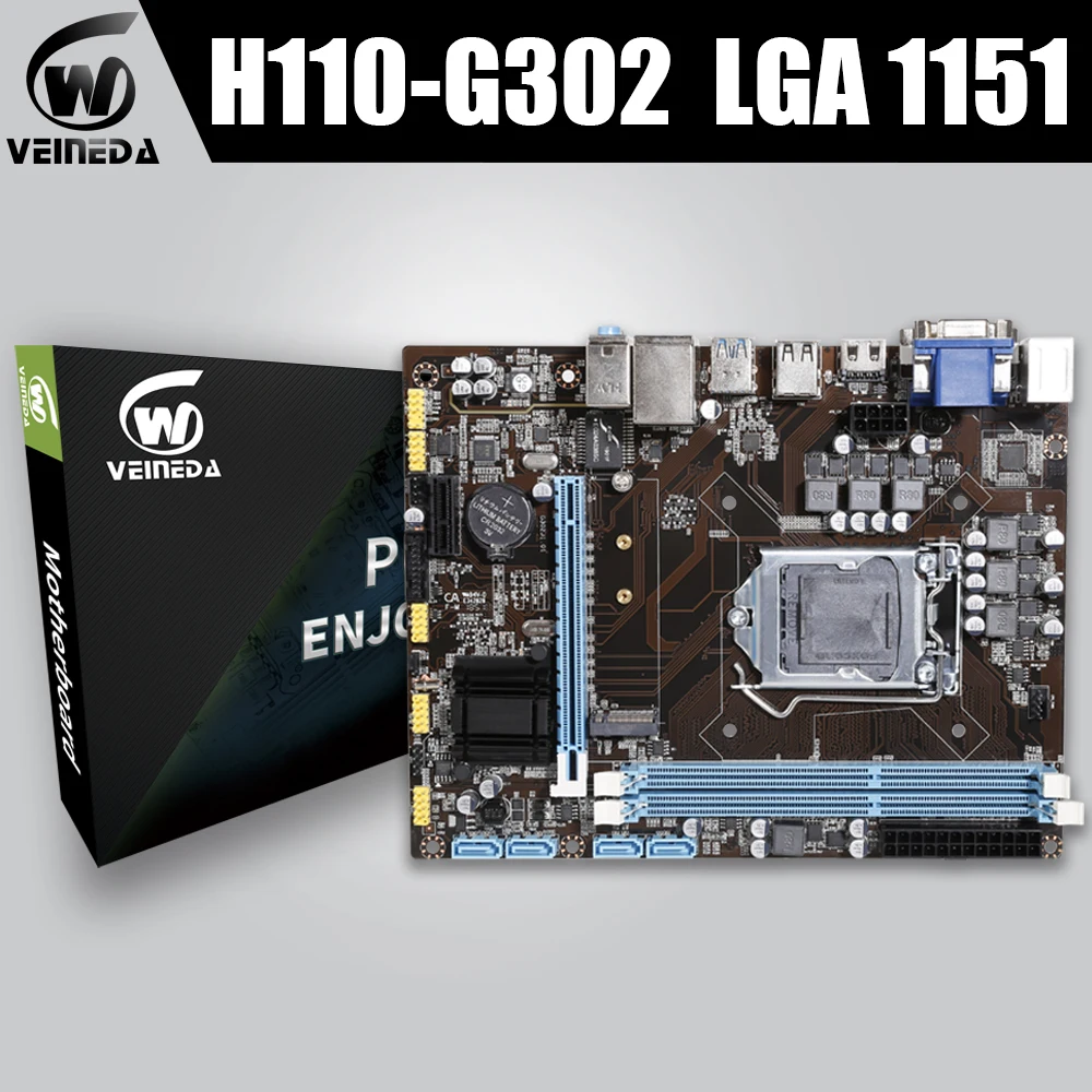 Материнская плата VEINEDA H110- G302 материнская LGA 1151 2xDDR3 max 32 Гб USB 3 0 4xSATA 2 компьютерная с
