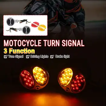 

1 Pair Amber Red Motorcycle 3 Function LED Turn Signal Lamp Bullet Brake Driving Running Indicator Light Chrome/Black Shell