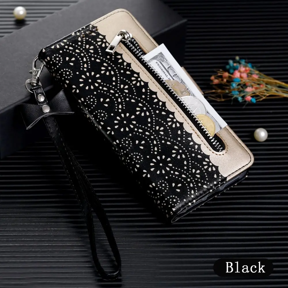 

Luxury Lace Zipper Wallet Case For HUAWEI P30 Lite Pro Nova4e Sexy Cute Flip Leather Kickstand Purse Slim High Protective Cover