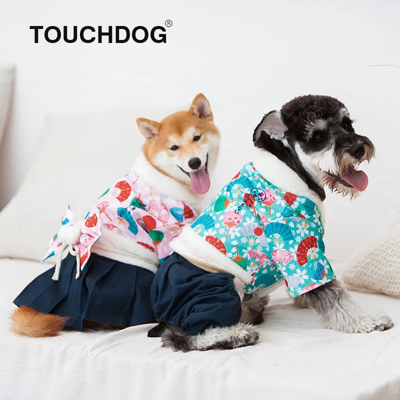 Touchdog стиль Одежда для домашних животных цветы японское кимоно Юбка-комбинезон для собак