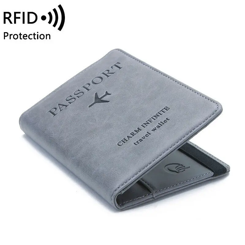RFID Blocking Passport Wallet Leather Designer Travel Document Cover Card Holder