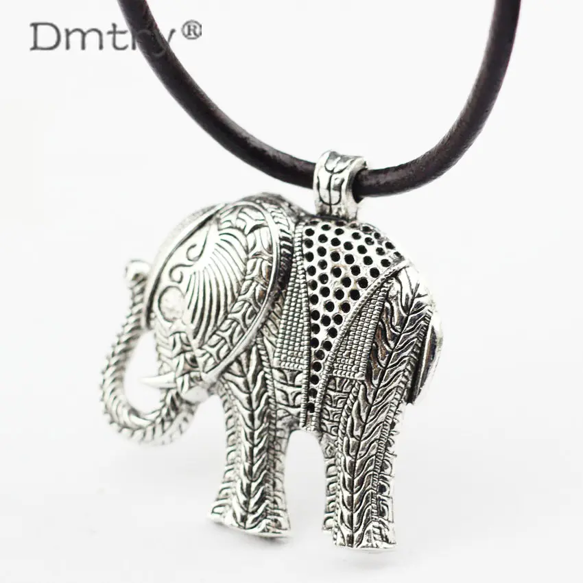 

Dmtry 2pcs/lot New Brand Vintage Retro Animal Elephant Necklace Pendant Charms Findings For Jewelry Making DIY Handmade LC0128