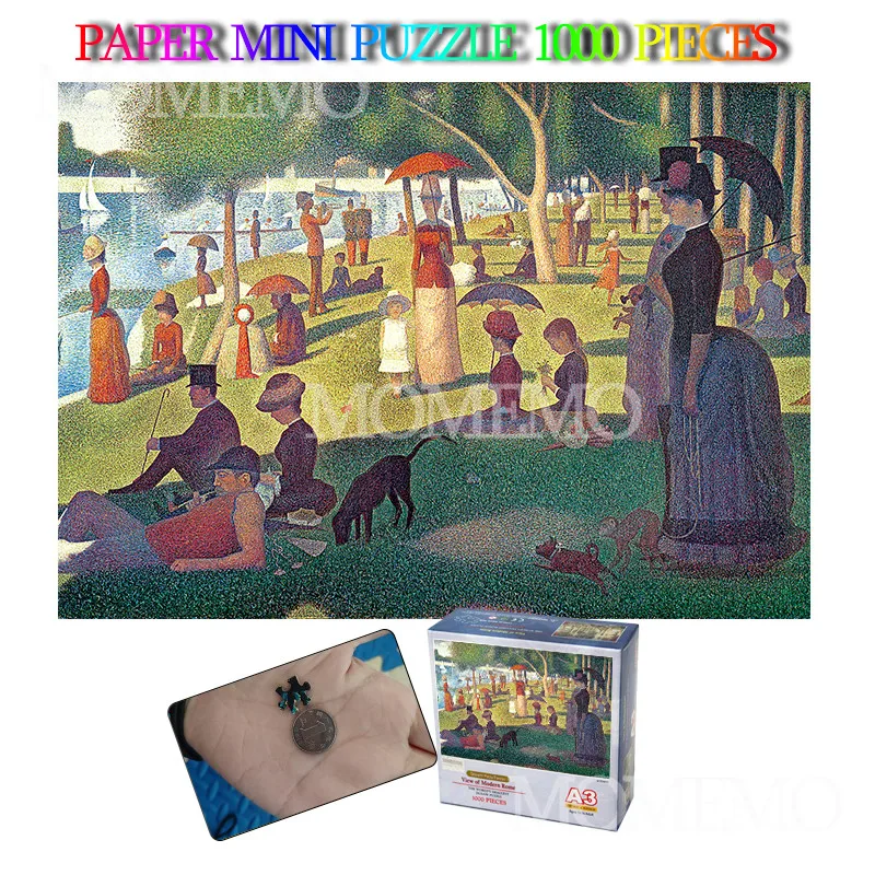 Sunday послеобеденный день на остров ла Гранде Jatte 1000 деталей головоломка бумажная головоломка для взрослых мини 1000 деталей бумажная головоломка