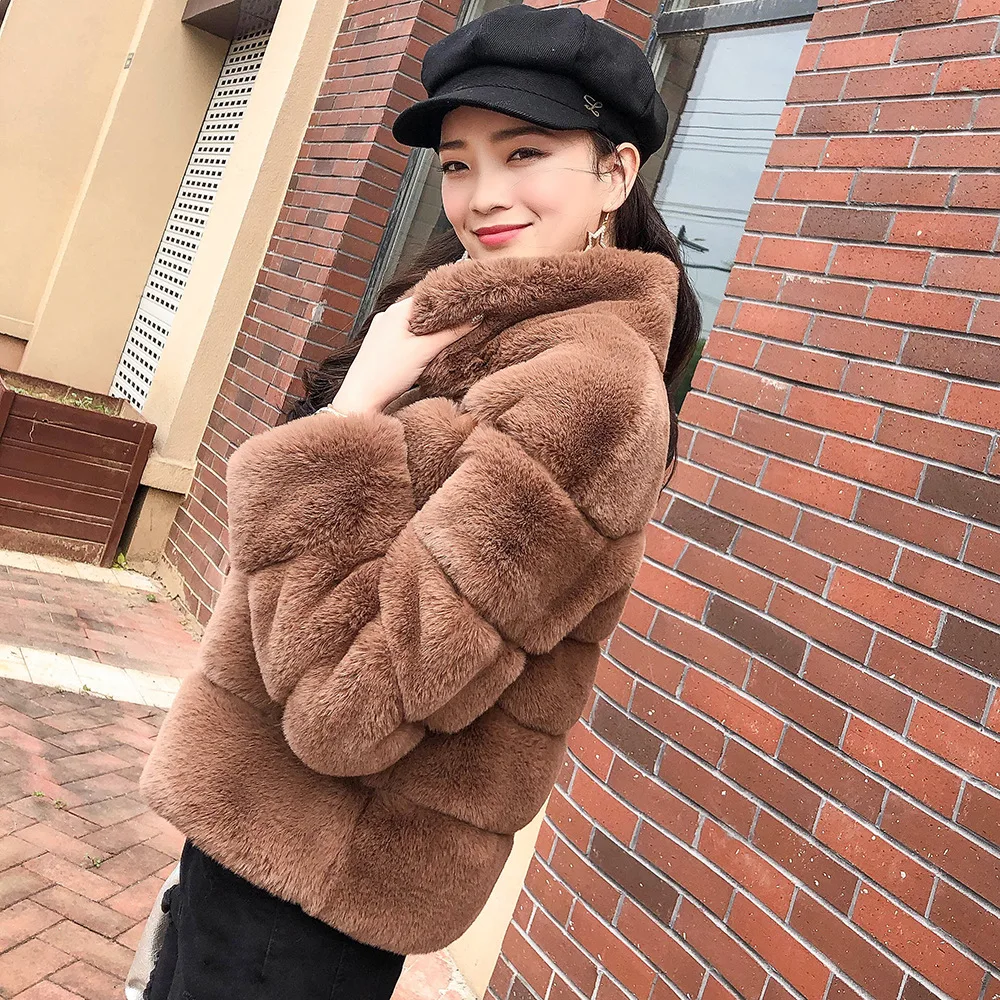 Gray-brown Новая жилетка из искусственного меха пальто Женская куртка женские зимние пальто осень пушистые Artficial лиса Меховая куртка - Цвет: Gray-brown