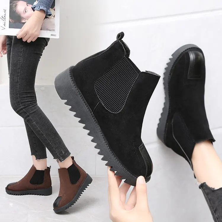 

2019 New Style Winter Online Celebrity Short Boots Children Korean-style Versatile Foot Covering Elastic Band Flat Flat Heel plu