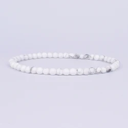 Mini Energy Charm Bracelet with Natural Stone Beads - Yoga Healing Jewelry for Women and Men, Best Friend Gift (White Turquoise)