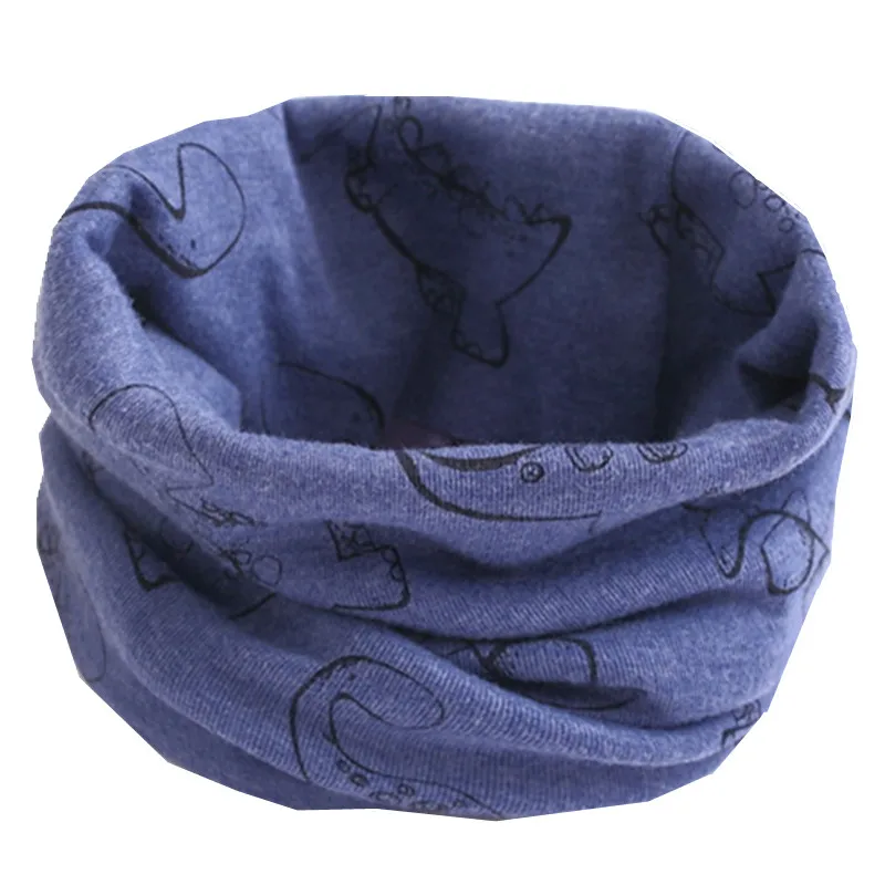 Бандана для малышей; осенне-зимний шарф для детей; теплый хлопковый шарф для мальчиков и девочек - Цвет: blue dinosaur