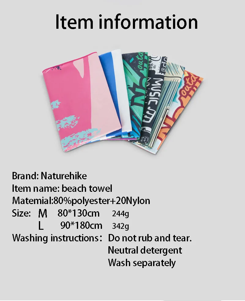 Naturehike microfiber swimmimg toalha multi cores 80x130cm