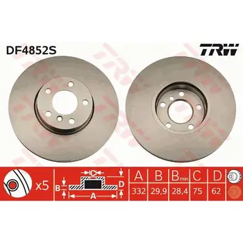 

Disc brake BMW X5 E70/F15/X6 E71/F16 front vent. D = 332mm. TRW DF4852S