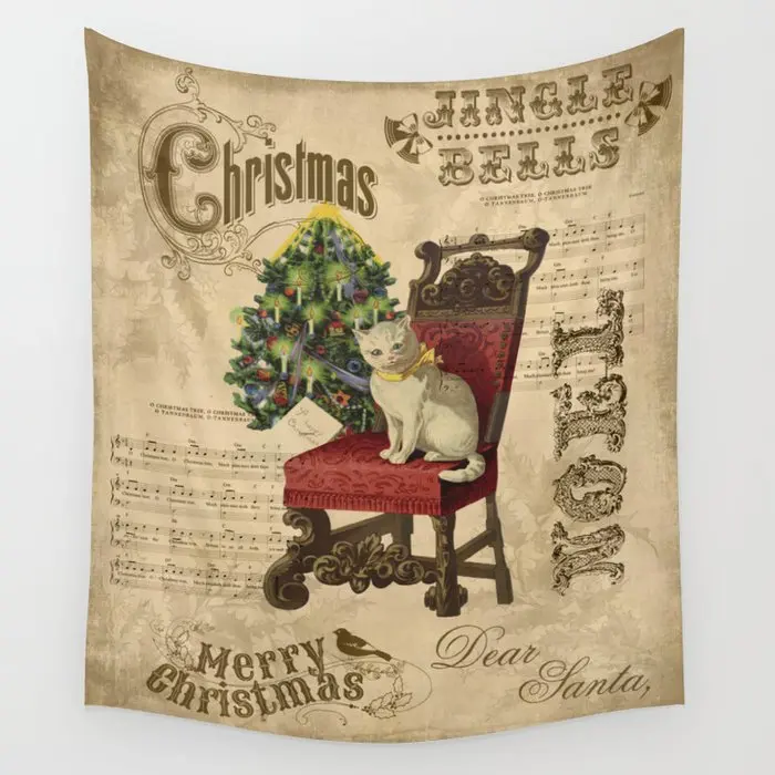 

Vintage Christmas Cat Efc Tapestry Wall Hanging Room Carpet Dorm Psychedelic Tapestries Art Home Decoration Accessories