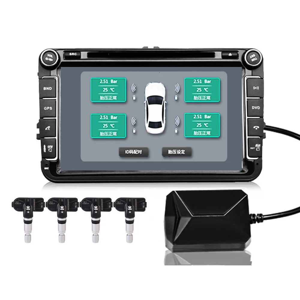 Автомобильный USB Android система контроля давления в шинах дисплей TPMS 4 Внутренний датчик s Android навигационный датчик давления в шинах датчик сигнализации