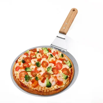 

Stainless Steel Pizza Peel Wood Handle Baking Shovel Paddle Cake Lifter for Baking Homemade Pizza Bread