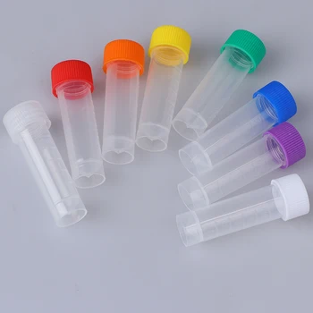 

10Pcs 5ml Plastic Graduated Cryovial Plastic Test Tube Freezing Tube Cold Storage Tube with Screw Cap 8 color can be choose