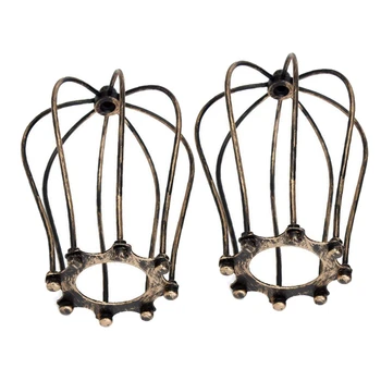 

2 Pack Lamp Shade Retro Metal Wire Cage Shaped Hanging Pendant Light Shade Chandelier Lamp Cover Wall Light Covers
