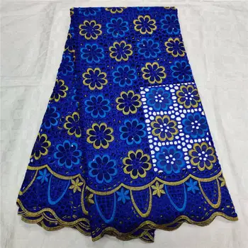 

5 Yards/lot Blue African Dry Lace Fabric High Quality Lace Swiss Voile Lace Switzerland Nigerian Cotton Lace For Wedding Party