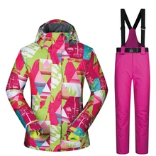 Женская зимняя Лыжная для открытого воздуха, сноубордические костюмы, походный отдых, зимние спортивные водонепроницаемые пальто, куртка для сноуборда лыжные штаны для дам