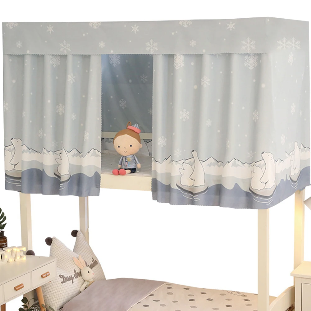 Printed Single Blackout Bed Curtain School Student Dormitory Mosquito Protection Elegant Dustproof Shading Home Breathable Decor - Цвет: 1