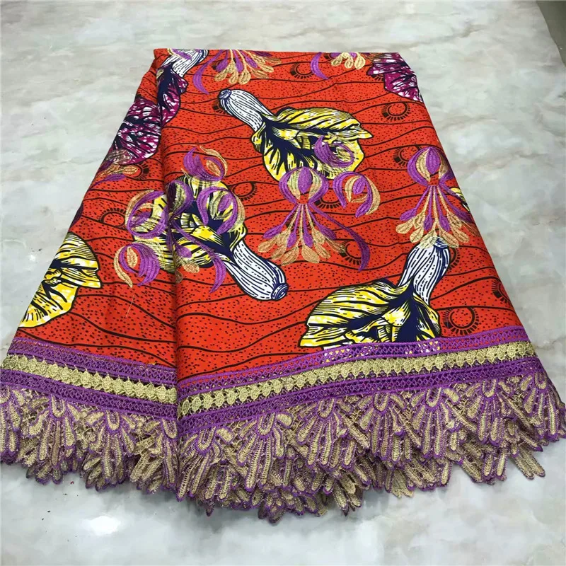 Высокое качество Новое поступление Анкара хлопковые восковые кружева восковая ткань африканская вышивка голландский воск с кружевной тканью WD1017112