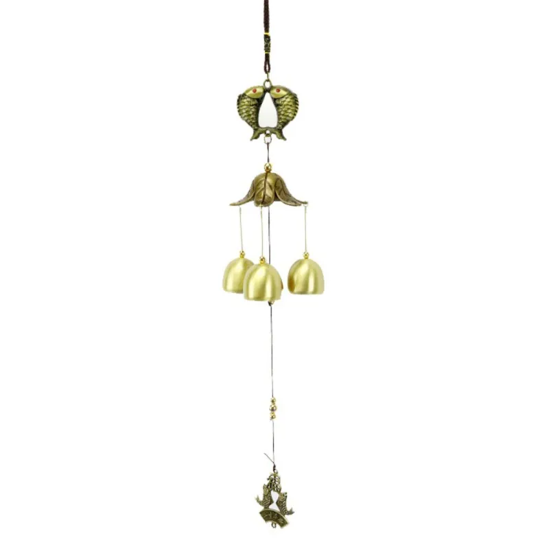 Wind Chimes twine Copper Bell Pendant Pastoral style Elephant Peacock Pisces Design Mascot Pendant Hanging Decoration - Цвет: B