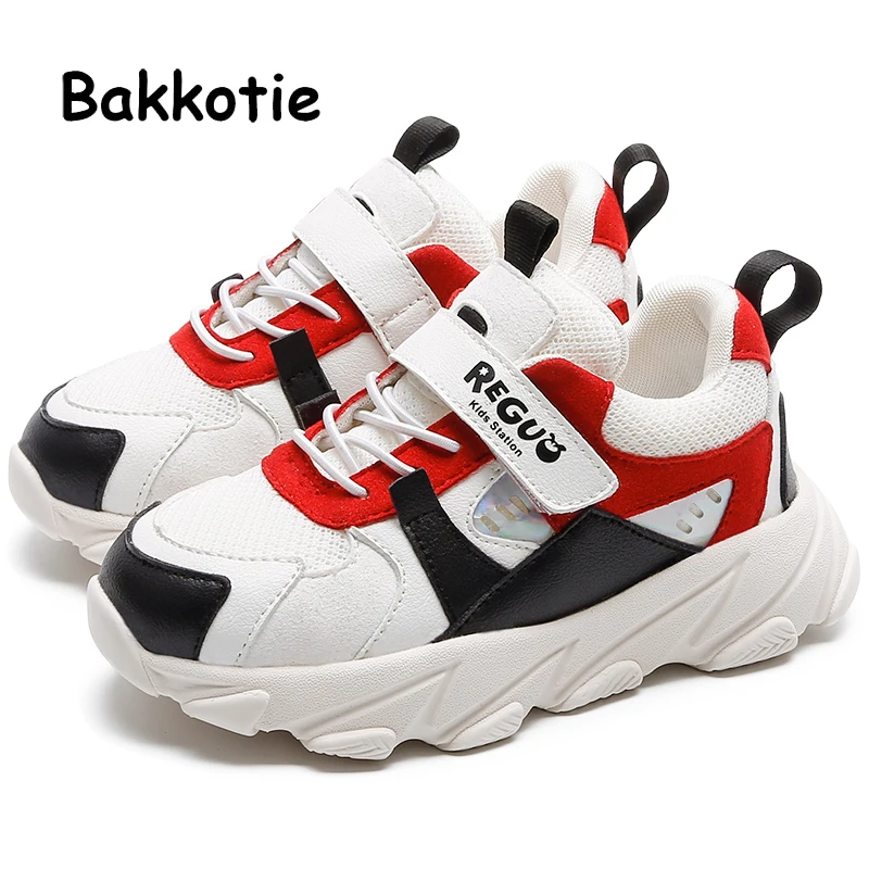 Bakkotie/ г. Осенняя детская мягкая повседневная обувь для мальчиков сетчатая дышащая Черная спортивная обувь новые модные брендовые кроссовки для маленьких девочек