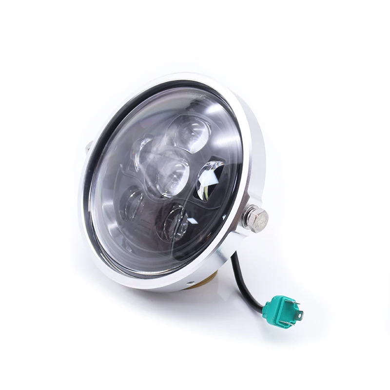 Универсальный 7-дюймовый светодиодный налобный фонарь для мотоцикла, DC 12 В, модный налобный светильник для скутера, 7 дюймов, светодиодный передний светильник, ретро черный налобный светильник