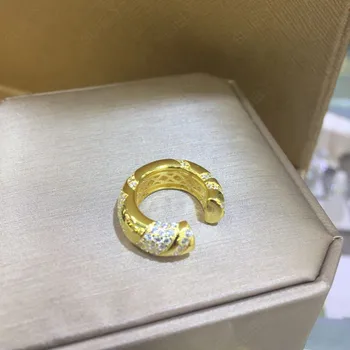 

Baoyocn 1pc 925 Sterling Silver White Zirconia Stripe Mono Ear Bone Cuff Yellow Gold Color Tribe Clip Earring Women Jewelry