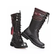 Г. Высокие классические кожаные мотоциклетные ботинки Осень-зима Мужская обувь мужские повседневные ботинки до середины икры с металлической цепочкой размер 46