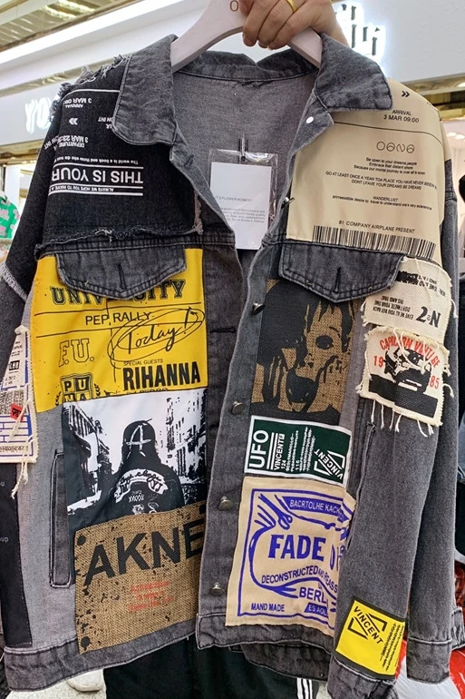 Джинсовая куртка Harajuku, Женская Осенняя уличная одежда, новые винтажные наклейки, джинсовое короткое пальто, женские куртки, пальто большого размера, Mujer