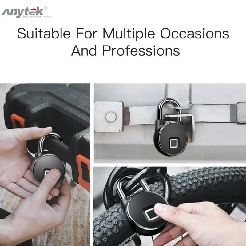 Anytek P22+ USB Bluetooth Смарт-замок без ключа с отпечатком пальца IP66 водонепроницаемый Противоугонный замок безопасности для Android Apple