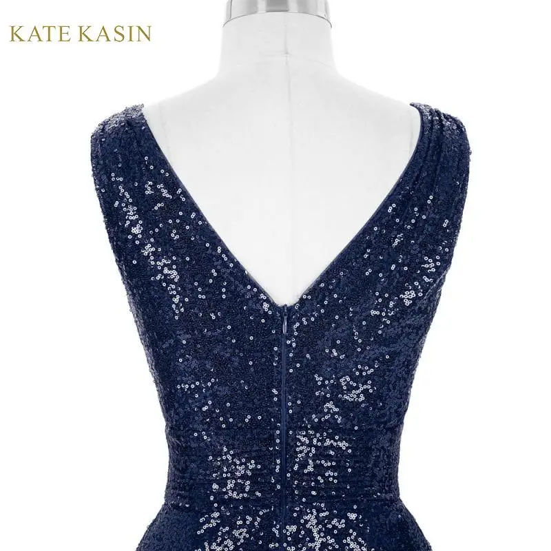 Kate Kasin длинное вечернее платье с блестками, летнее женское платье без рукавов с v-образным вырезом, вечерние платья длиной до пола, 7 цветов, платье для выпускного вечера