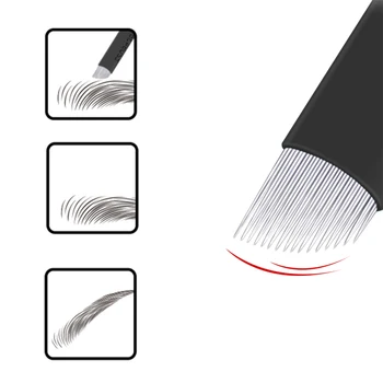 

400pcs 0.16mm Black 12pin 12U 14U 18U 18pin Needles Eyebrow lip Tattoo Microblading Blades For Permanent Make-Up Manual Pen