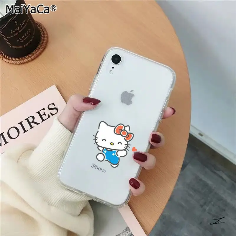 A8 MaiYaCa милый Hello Kitty силиконовый чехол для телефона из ТПУ с принтом "для Apple iphone 11 pro 8 7 66S Plus iphone X XS MAX 5S SE XR крышка чехол для мобильного телефона - Цвет: A8