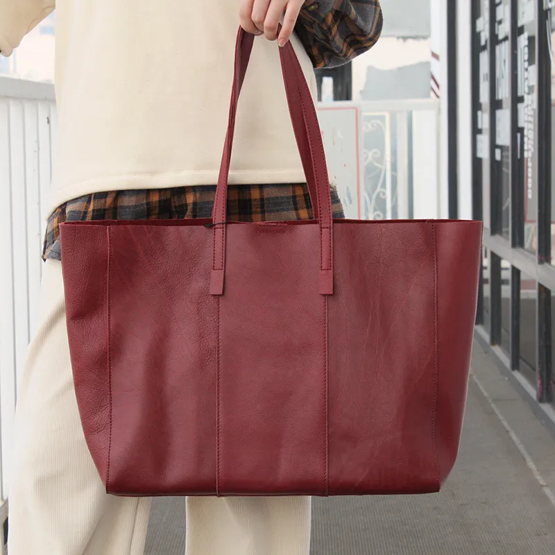 Large Burgundy Leather Tote