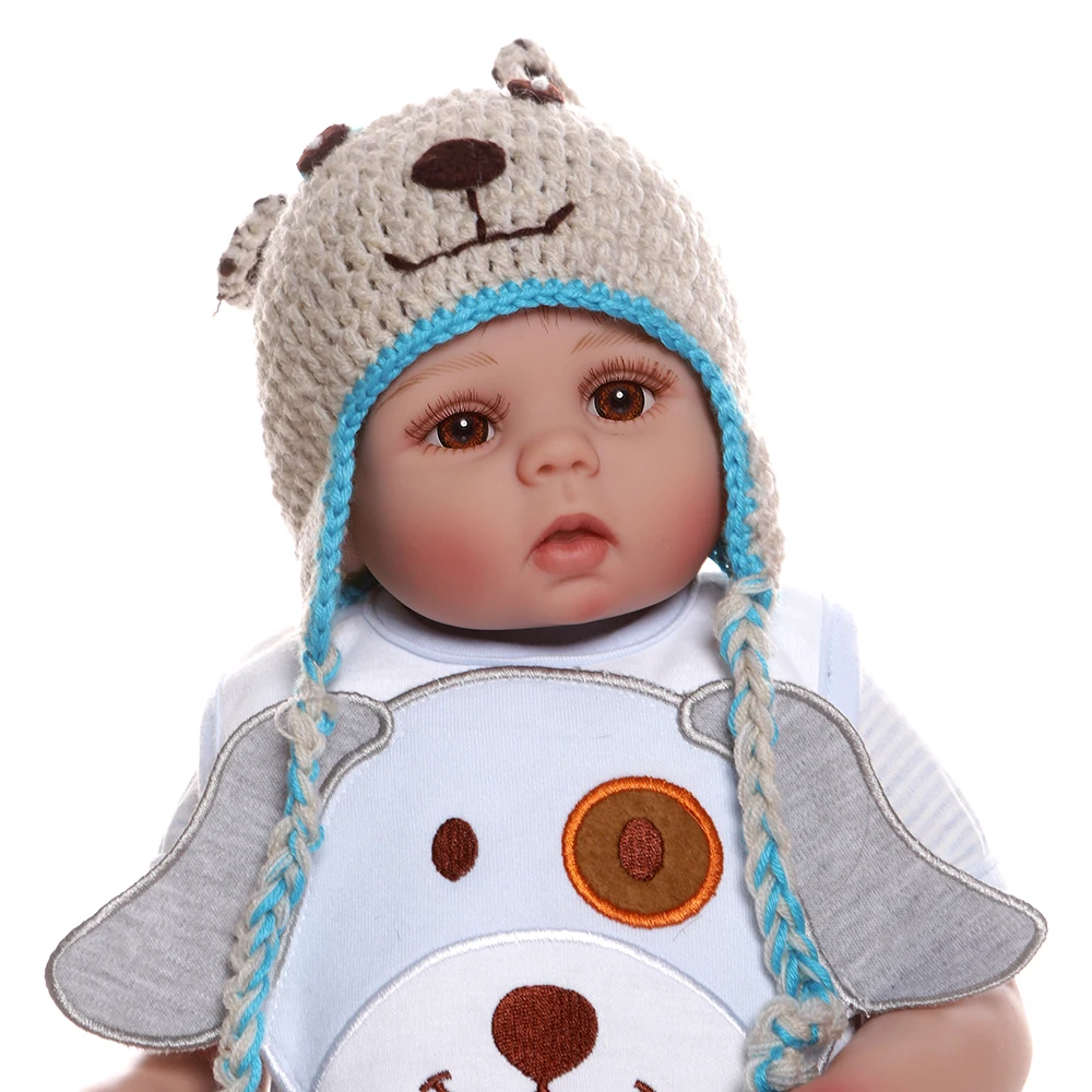 NPK 48 см bebe Кукла reborn baby boy Кукла в синем платье полное тело Мягкая силиконовая Реалистичная детская игрушка для ванны Анатомически правильная