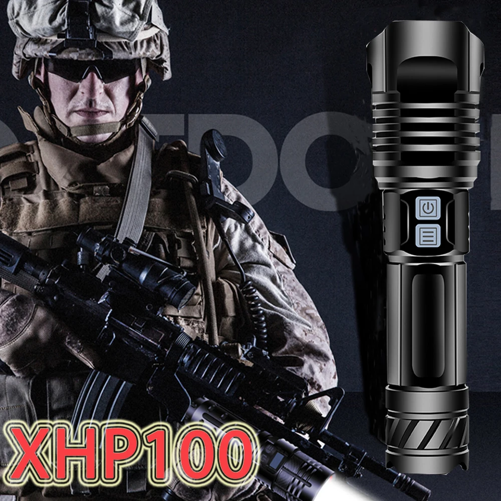 Новинка супер мощный тактический фонарик xhp100 18650 светодиодный XHP90 фонасветильник
