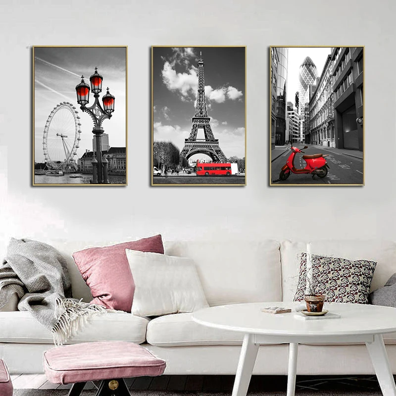 

Modern City Landscape Eiffel Tower Oil Painting on Canvas Posters and Prints Cuadros Wall Pictures For Living Room Gift
