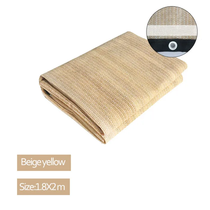 Beige yellow 1.8X2m Кемпинг бассейн Солнцезащитный УФ-защита затенение скорость 50-70% 3 цвета 5 размер Высококачественная эластичная прочная сетка - Цвет: Beige yellow 1.8X2m