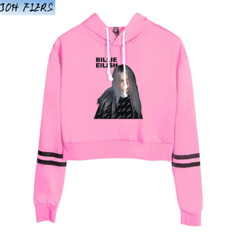 Лидер продаж Billie Eilish толстовки укороченный Топ для женщин пикантные весна осень хлопок высокое качество Billie Eilish толстовки для девочек - Цвет: pink3
