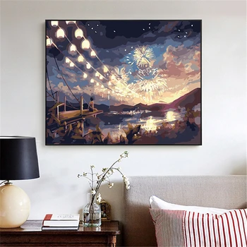 

Fireworks Season Paintings By Numbers DIY Pictures Oil Coloring By Numbers Set Gift Drawing By Numbers Canvas Decor New Arrivals