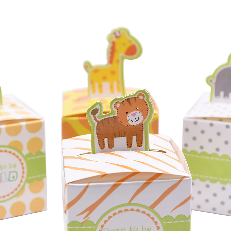 20pcs мультфильм животных упаковки подарка Box Бумажный тигр Жираф обезьяны