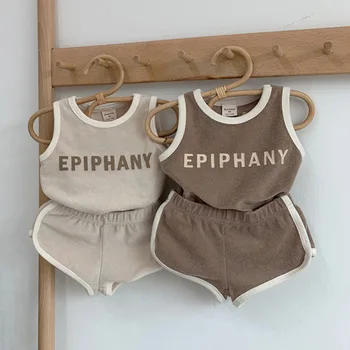 

3810 Summer New Baby Clothing Set Cotton Leisure Vest+Short Children 2 Pieces Suit Comfortable Sleeveless Sports Two Piece Set
